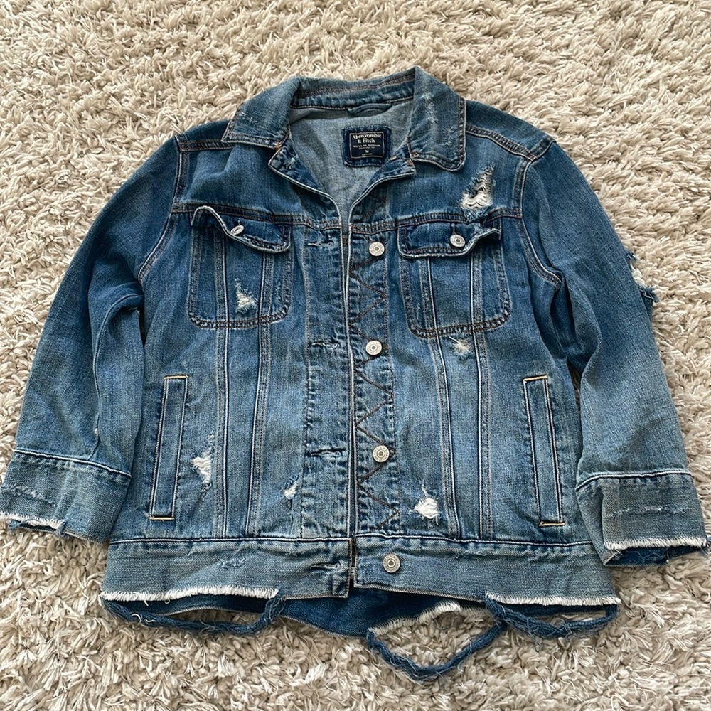 Abercrombie and Fitch “destroyed” oversize denim jacket Size M